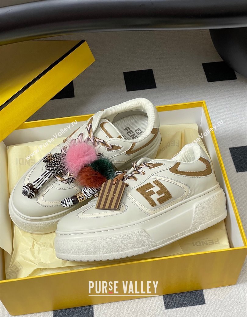 Fendi Match Platform Sneakers 5cm in Leather and Charm White 2025 (MD-250822110)