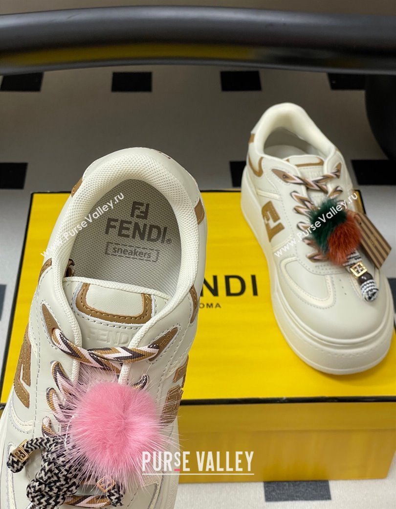 Fendi Match Platform Sneakers 5cm in Leather and Charm White 2025 (MD-250822110)