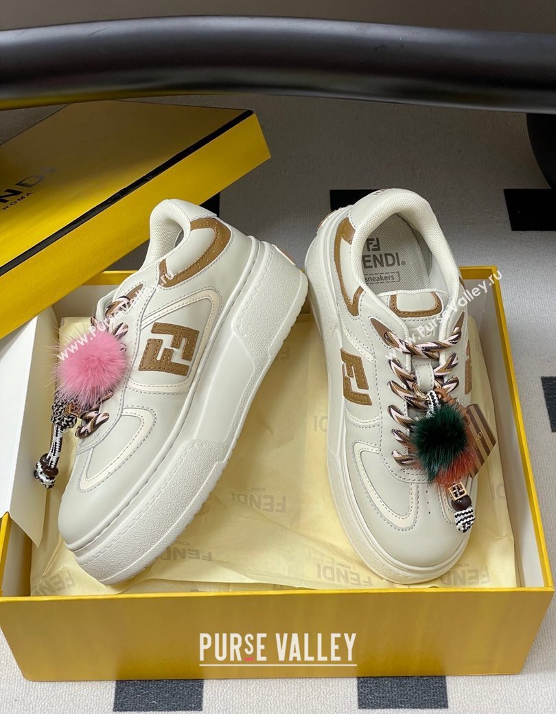 Fendi Match Platform Sneakers 5cm in Leather and Charm White 2025 (MD-250822110)