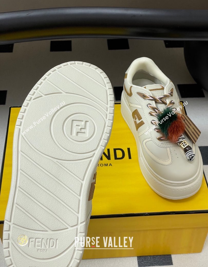 Fendi Match Platform Sneakers 5cm in Leather and Charm White 2025 (MD-250822110)