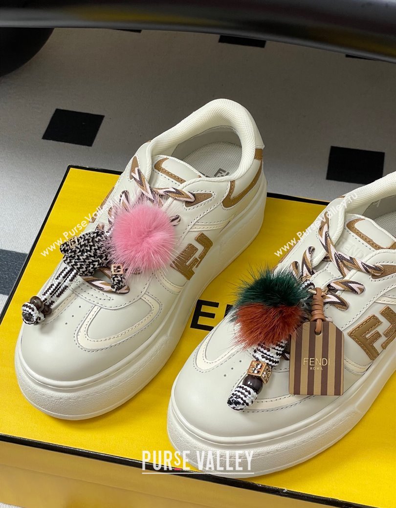 Fendi Match Platform Sneakers 5cm in Leather and Charm White 2025 (MD-250822110)