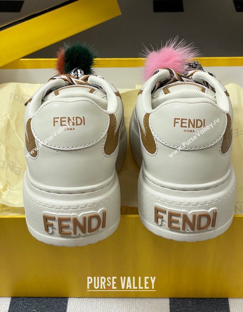 Fendi Match Platform Sneakers 5cm in Leather and Charm White 2025 (MD-250822110)