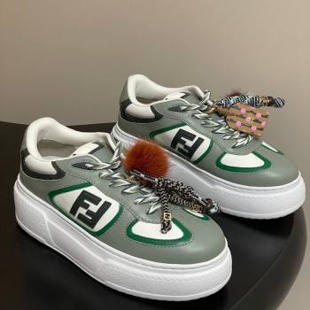 Fendi Match Platform Sneakers 5cm in Leather and Charm Green 2025 (MD-250822111)