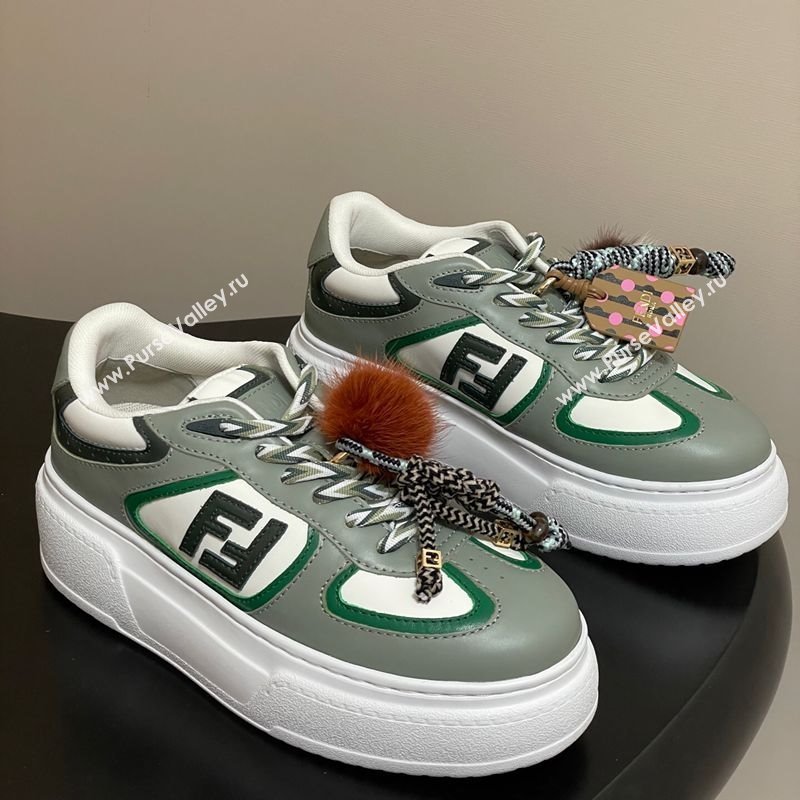 Fendi Match Platform Sneakers 5cm in Leather and Charm Green 2025 (MD-250822111)