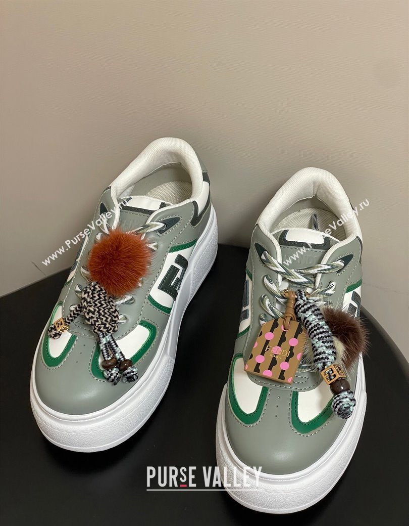 Fendi Match Platform Sneakers 5cm in Leather and Charm Green 2025 (MD-250822111)