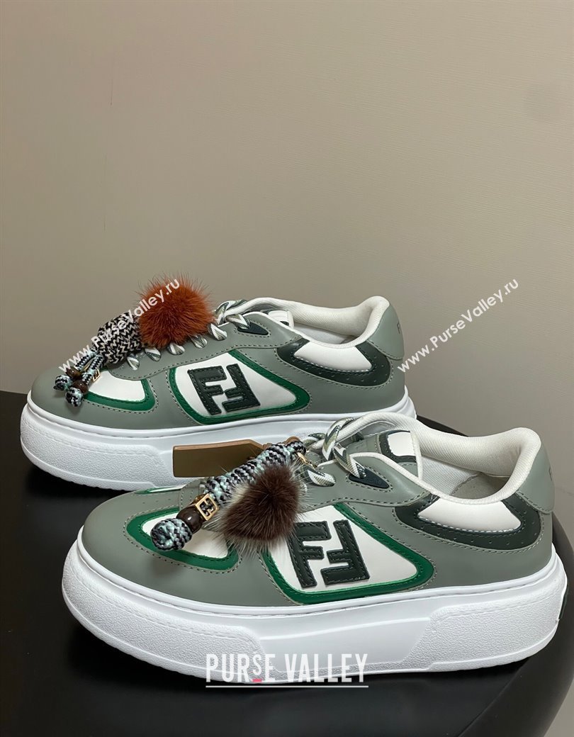 Fendi Match Platform Sneakers 5cm in Leather and Charm Green 2025 (MD-250822111)