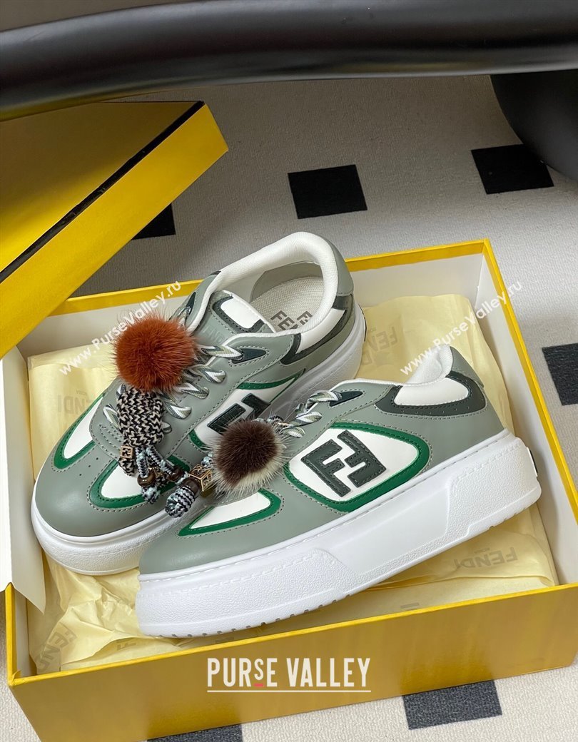 Fendi Match Platform Sneakers 5cm in Leather and Charm Green 2025 (MD-250822111)