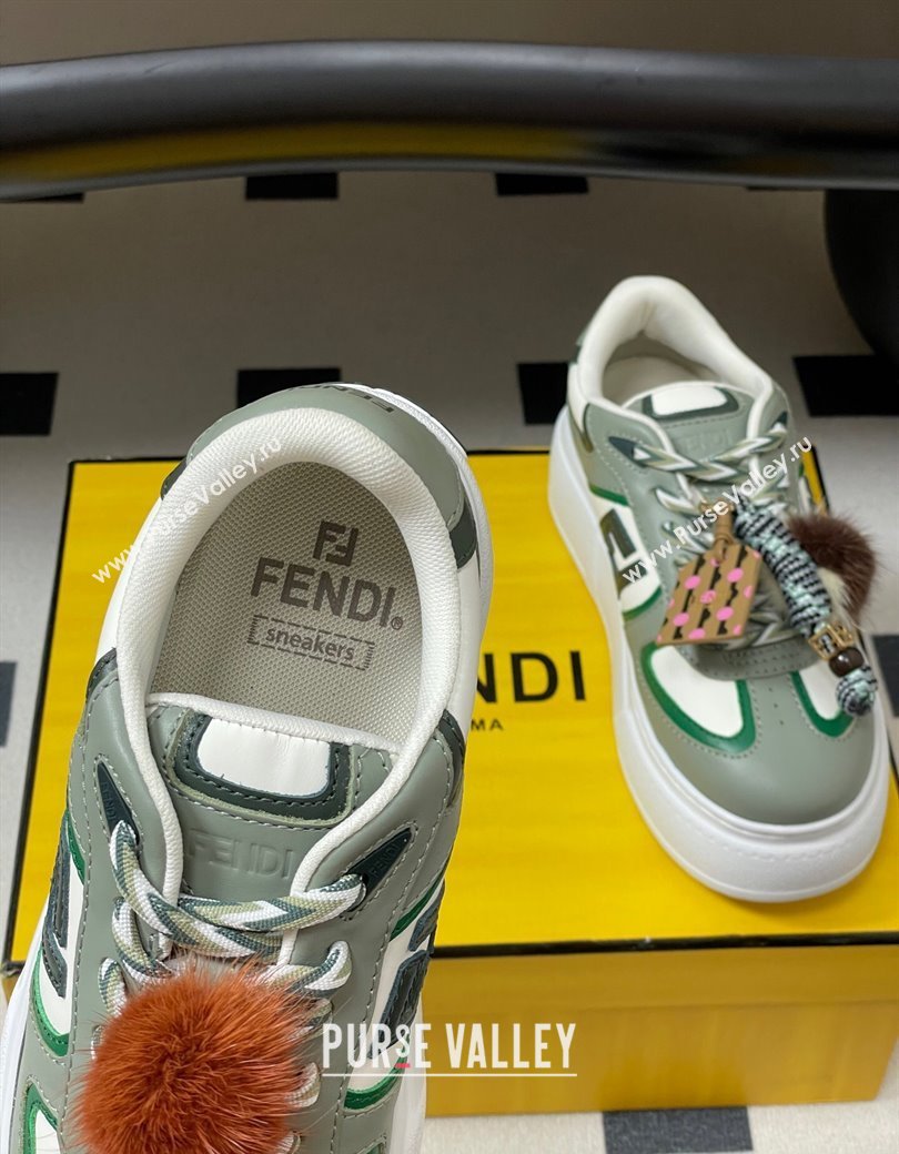 Fendi Match Platform Sneakers 5cm in Leather and Charm Green 2025 (MD-250822111)