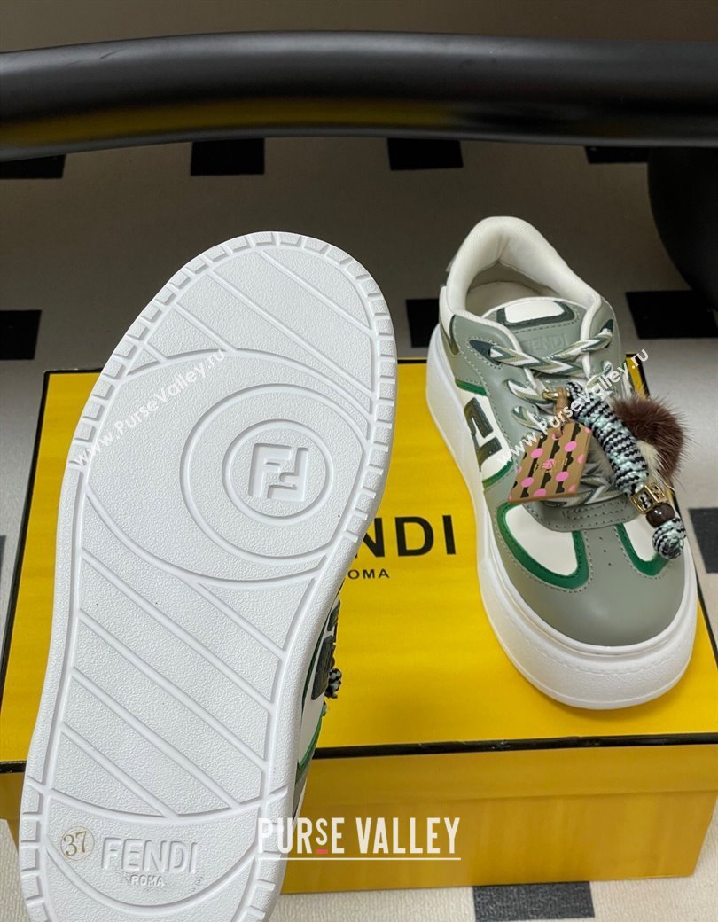 Fendi Match Platform Sneakers 5cm in Leather and Charm Green 2025 (MD-250822111)