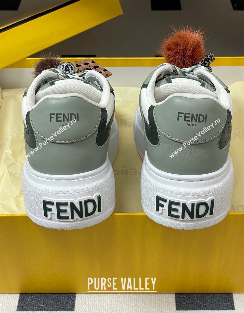 Fendi Match Platform Sneakers 5cm in Leather and Charm Green 2025 (MD-250822111)
