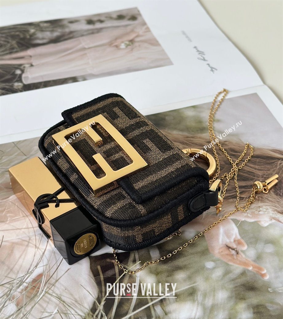 Fendi Nano Baguette Charm in Brown FF jacquard fabric 2025 8567E (CL-250930009)