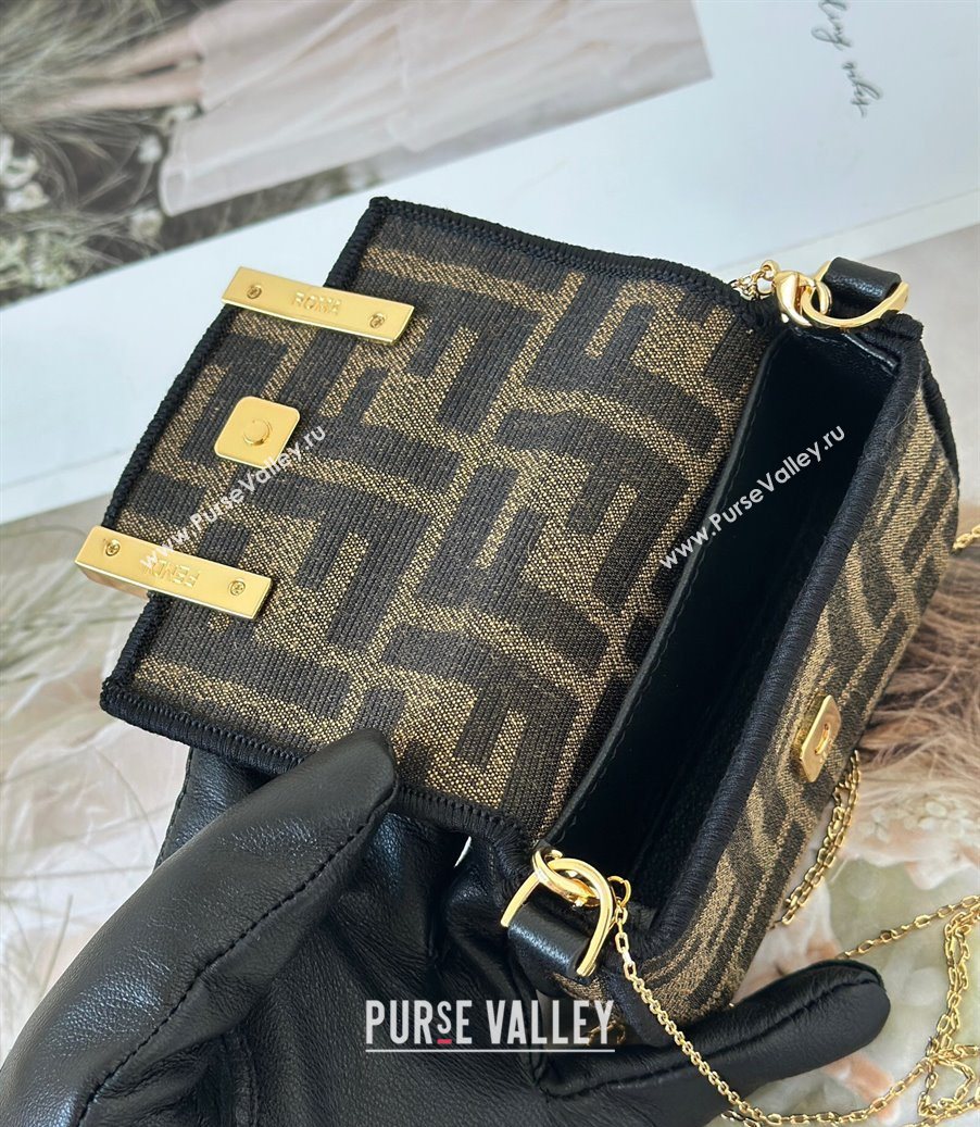 Fendi Nano Baguette Charm in Brown FF jacquard fabric 2025 8567E (CL-250930009)