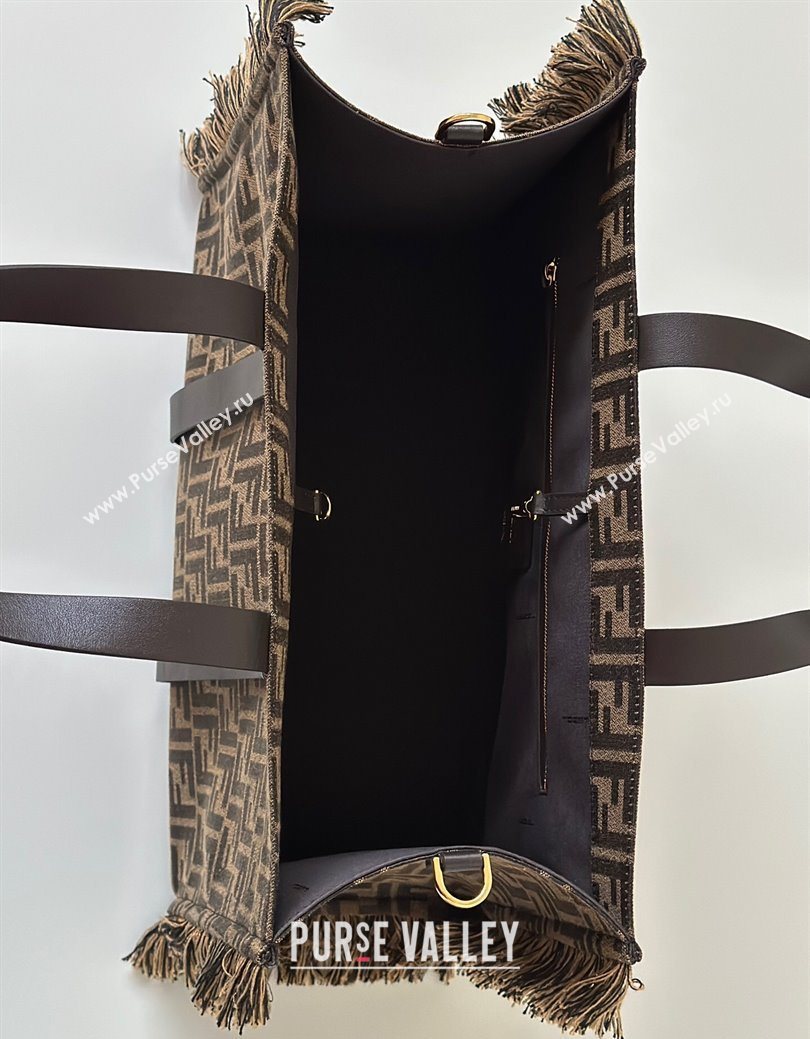 Fendi Summer Tote Bag in Brown FF Jacquard Fabric with Fringes 2025 8683 (CL-250930001)