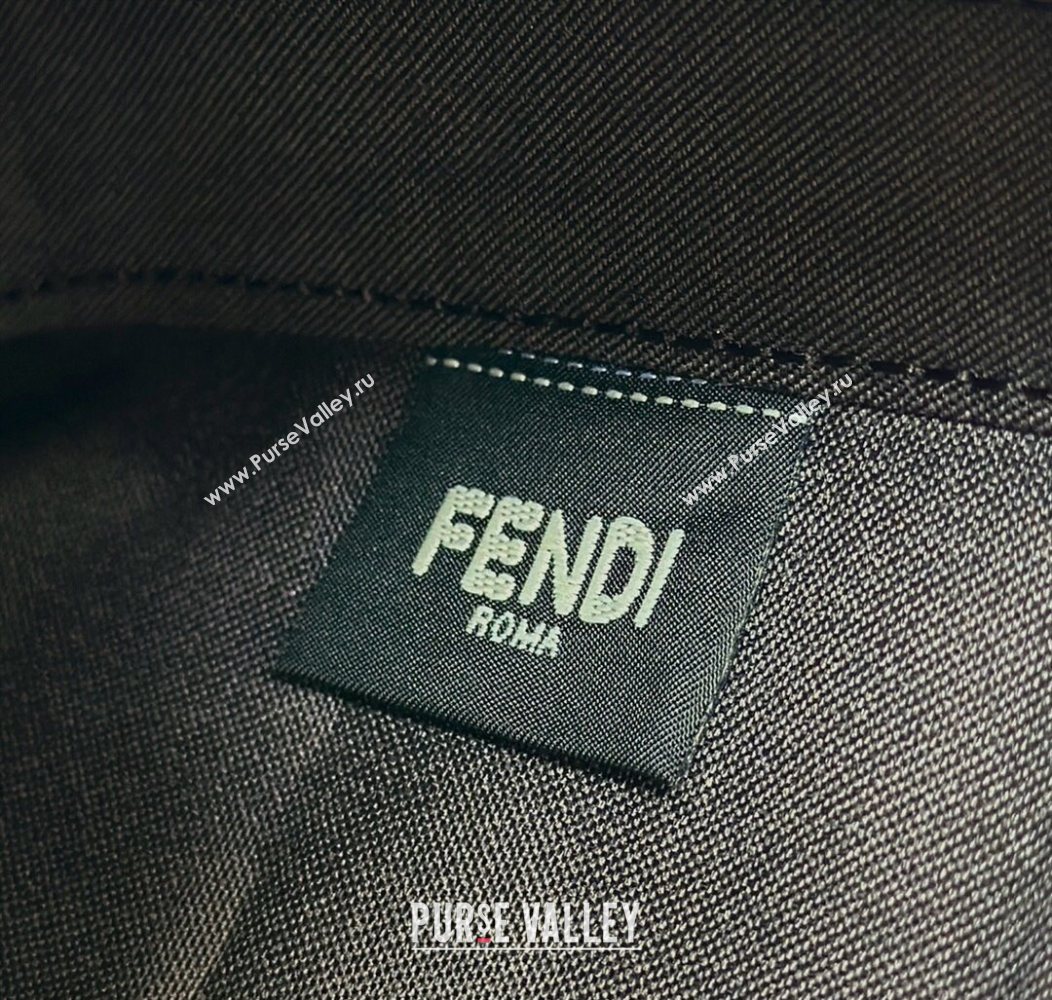 Fendi Baguette Pouch Mini Bag in Blue denim-effect FF jacquard with fringes 2025 073D (CL-250930005)