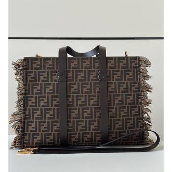 Fendi Summer Tote Bag in Brown FF Jacquard Fabric with Fringes 2025 8683 (CL-250930001)