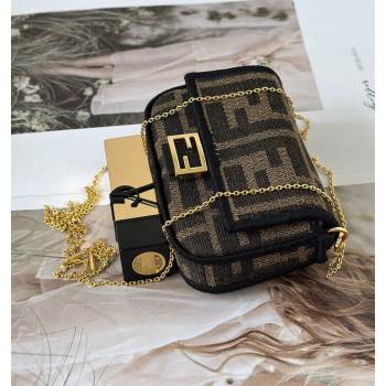 Fendi Nano Baguette Charm in Brown FF jacquard fabric 2025 0136 (CL-250930007)