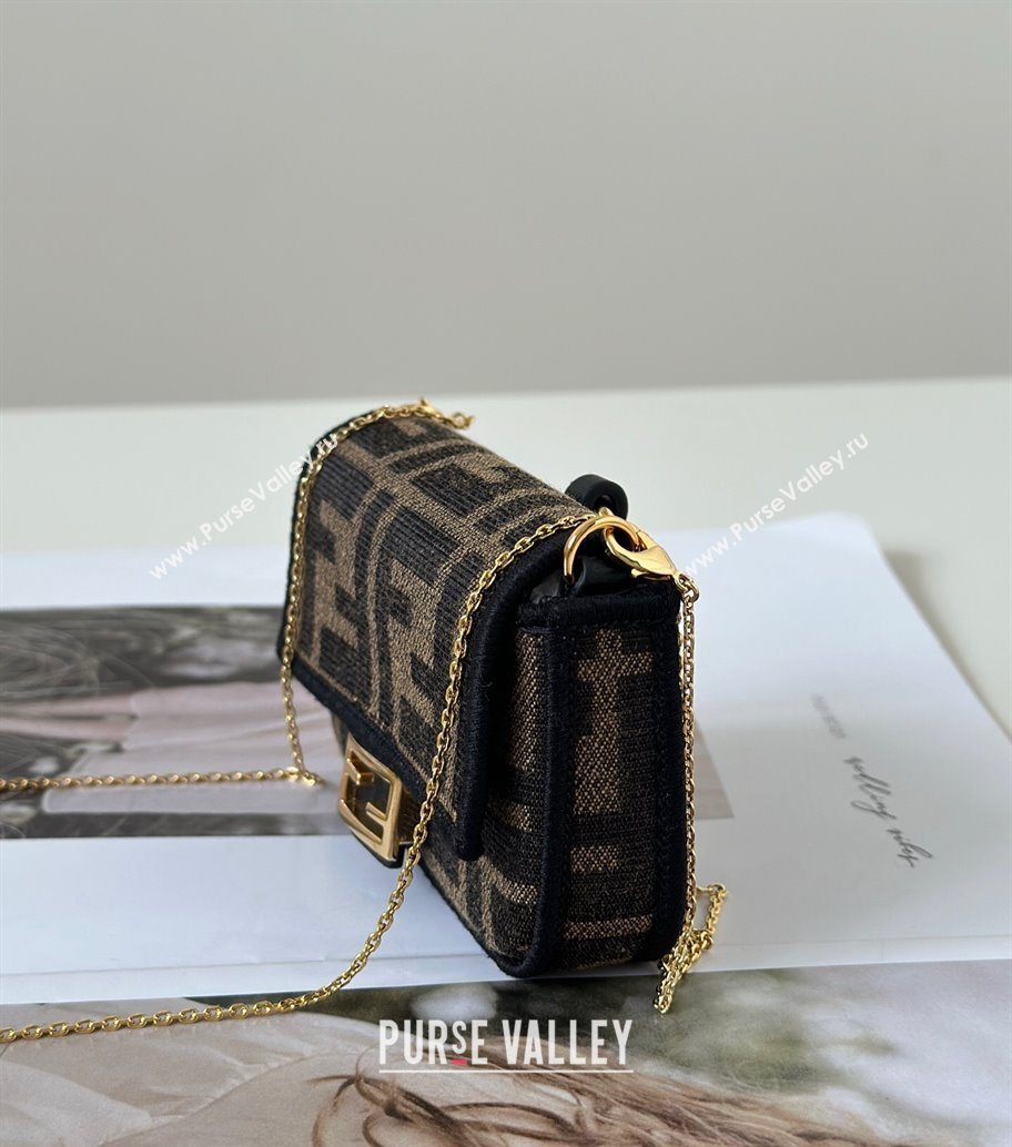Fendi Nano Baguette Charm in Brown FF jacquard fabric 2025 0136 (CL-250930007)