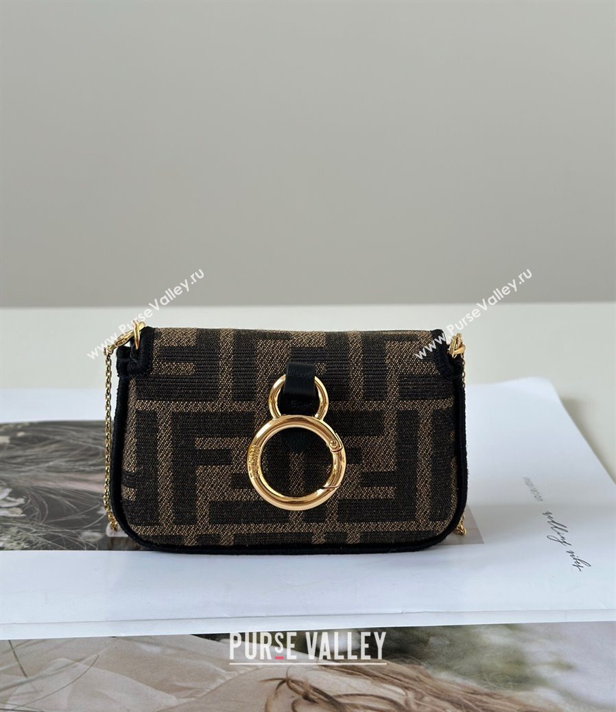 Fendi Nano Baguette Charm in Brown FF jacquard fabric 2025 0136 (CL-250930007)