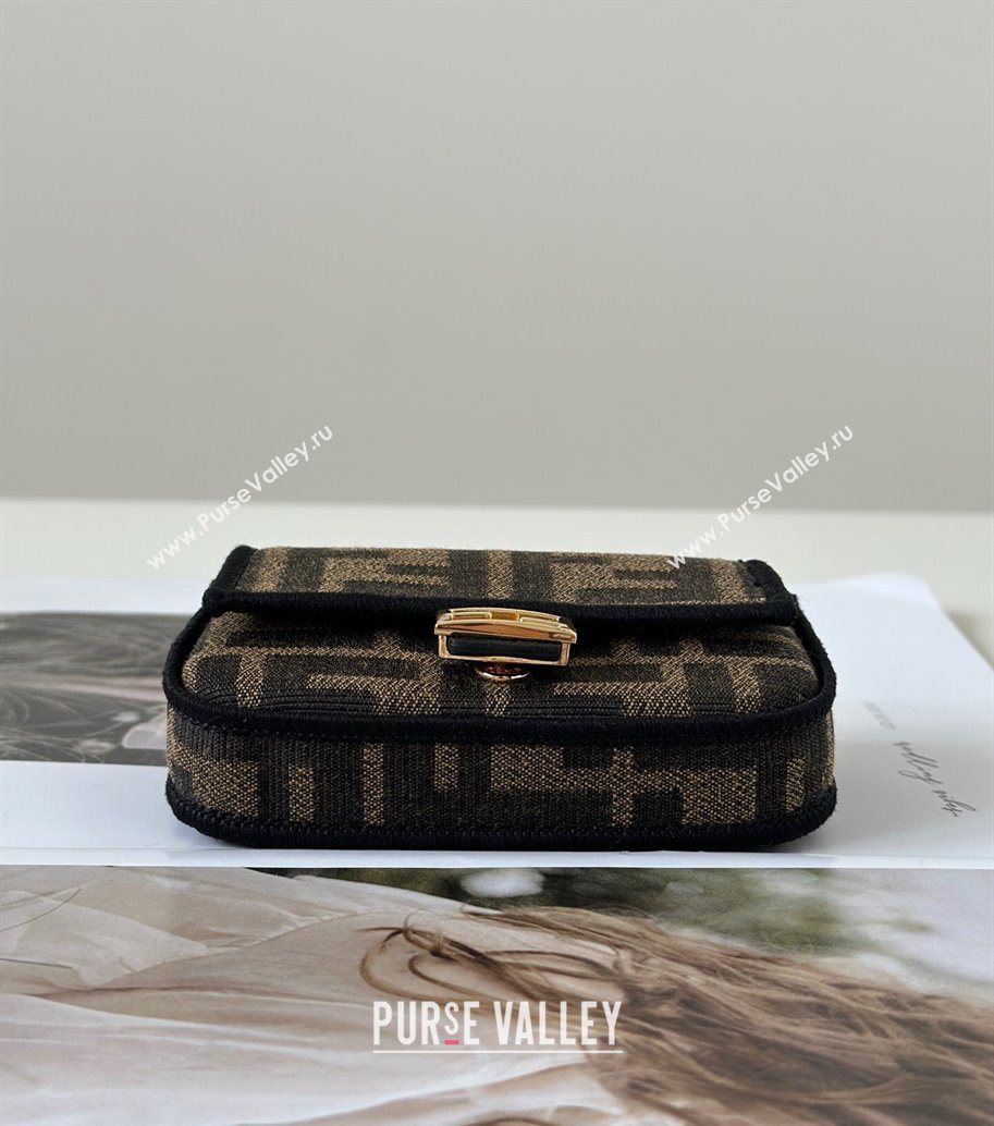 Fendi Nano Baguette Charm in Brown FF jacquard fabric 2025 0136 (CL-250930007)