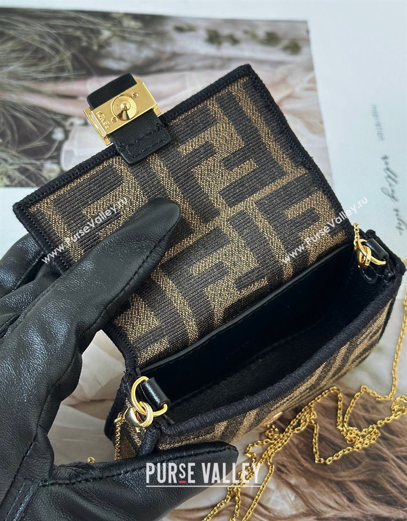 Fendi Nano Baguette Charm in Brown FF jacquard fabric 2025 0136 (CL-250930007)