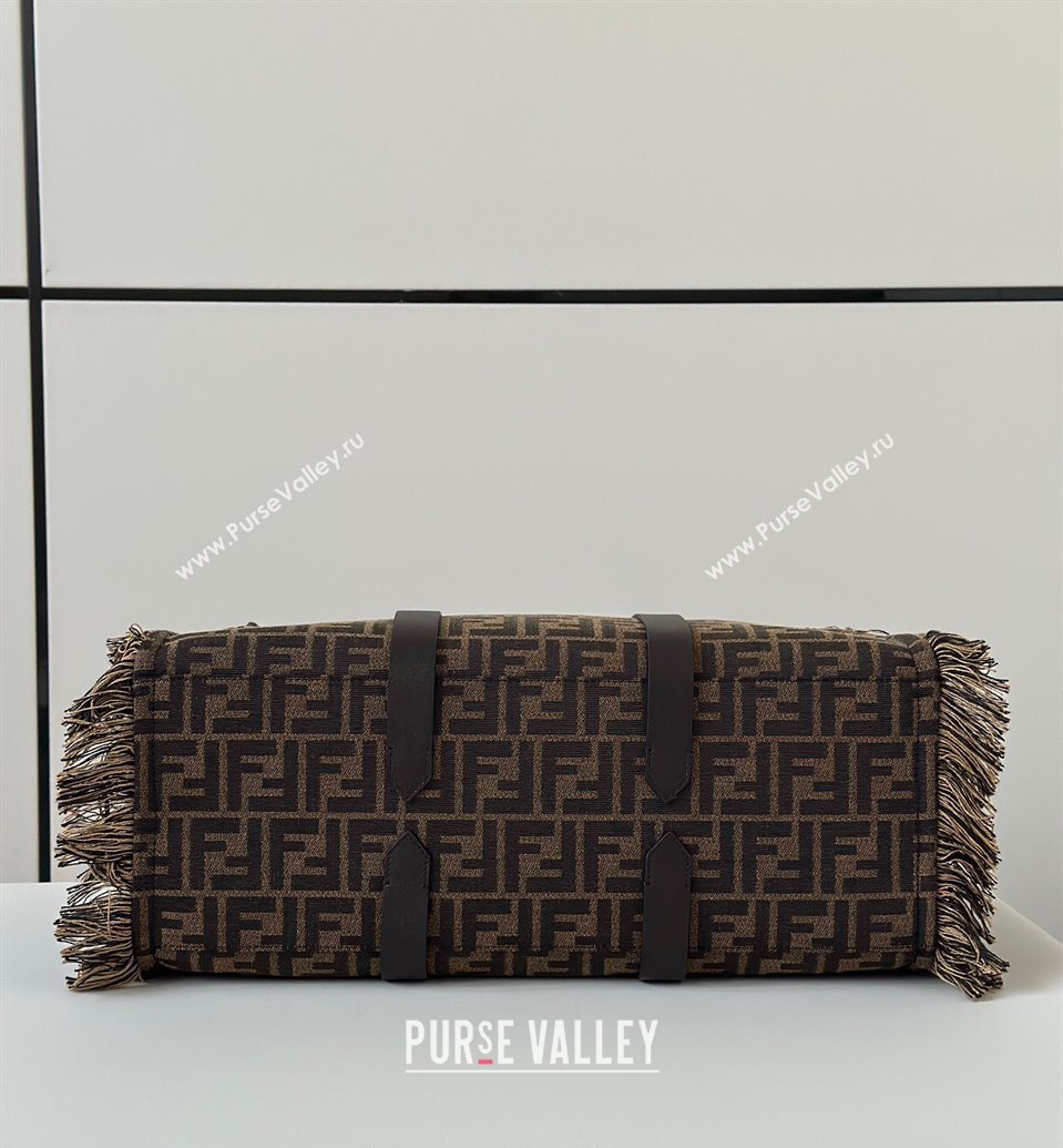 Fendi Summer Tote Bag in Brown FF Jacquard Fabric with Fringes 2025 8683 (CL-250930001)