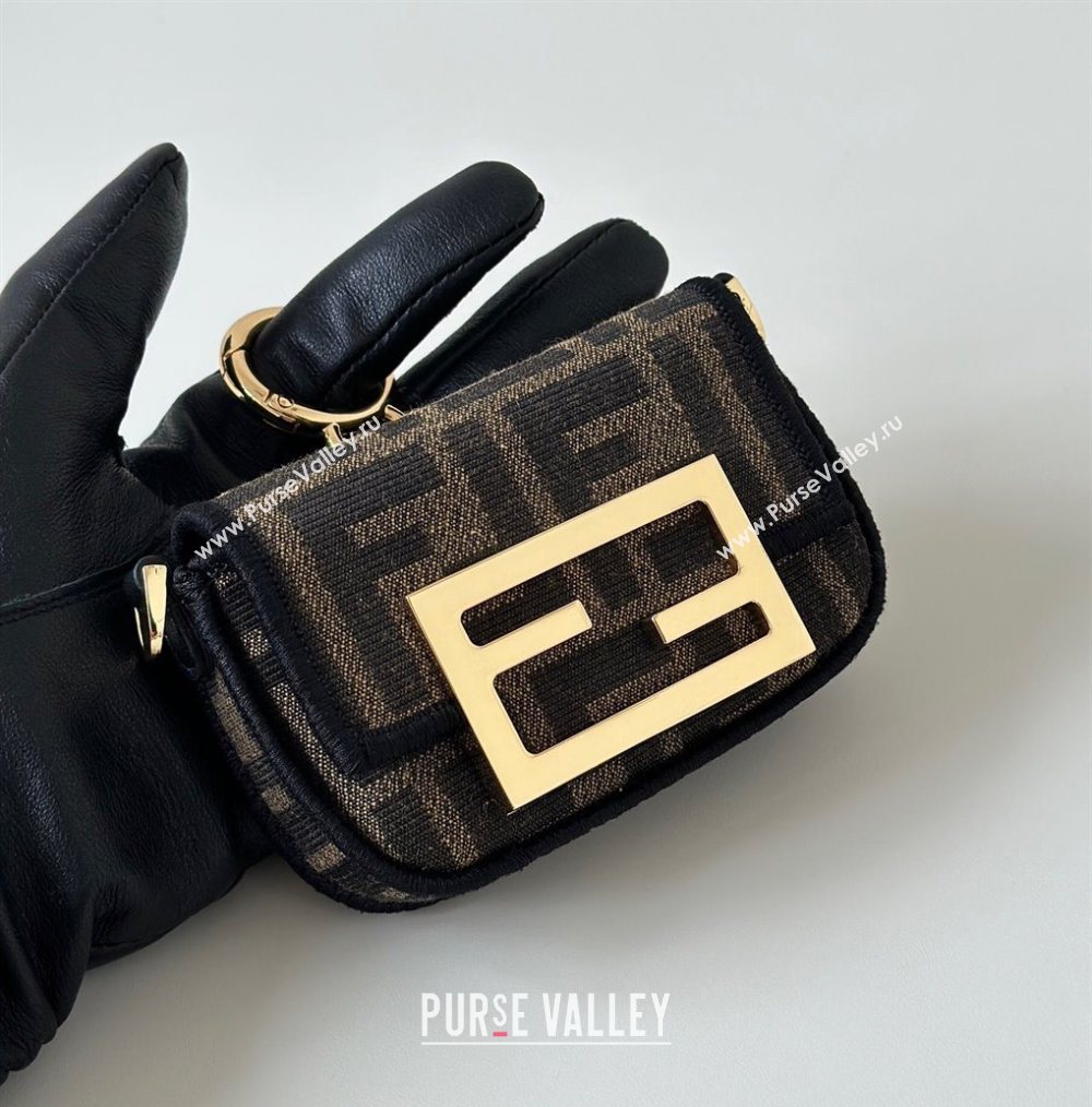 Fendi Nano Baguette Charm in Brown FF jacquard fabric 2025 8567E (CL-250930009)
