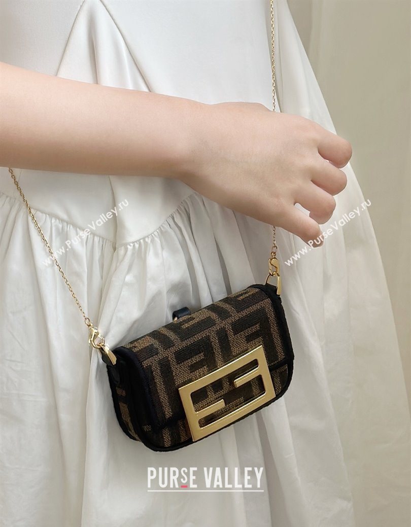 Fendi Nano Baguette Charm in Brown FF jacquard fabric 2025 8567E (CL-250930009)