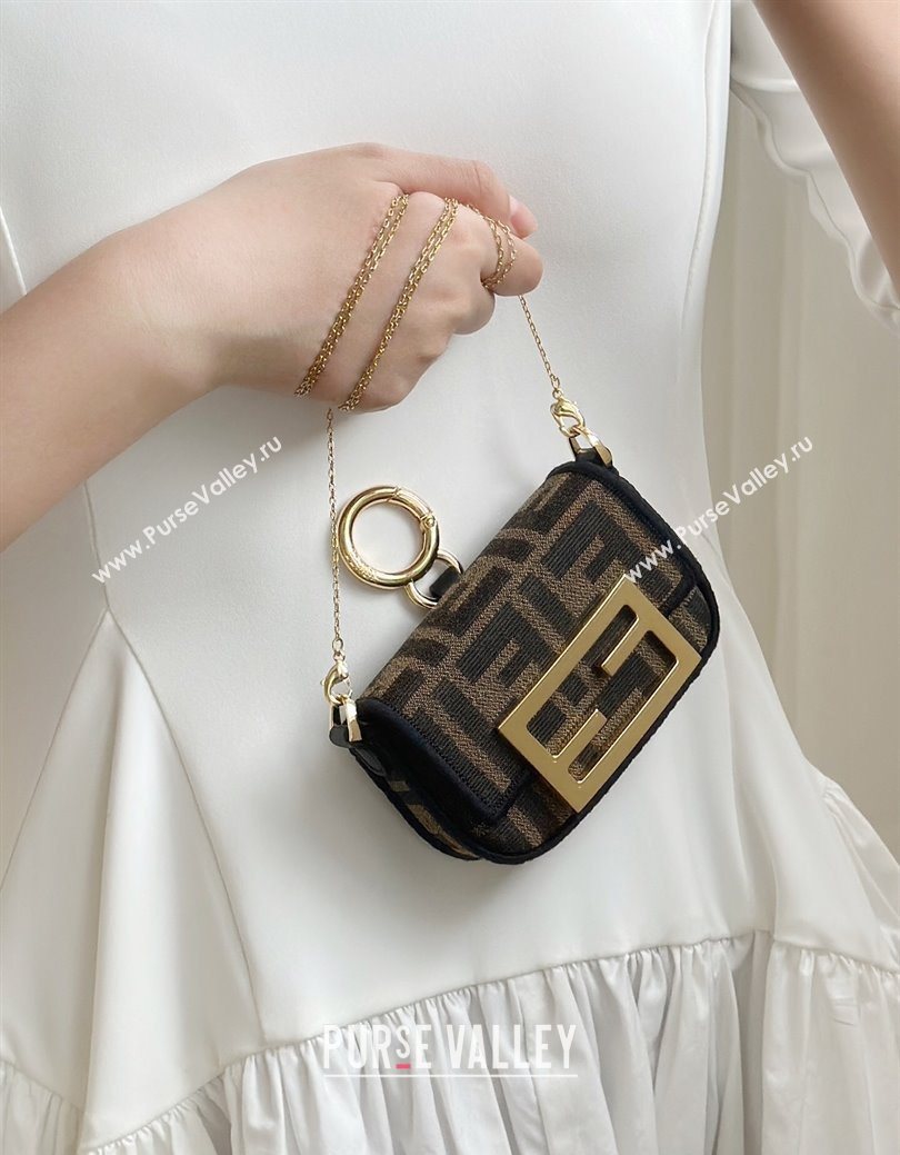 Fendi Nano Baguette Charm in Brown FF jacquard fabric 2025 8567E (CL-250930009)