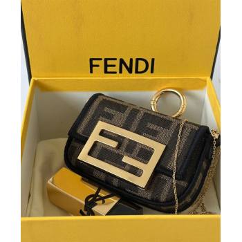 Fendi Nano Baguette Charm in Brown FF jacquard fabric 2025 8567E (CL-250930009)