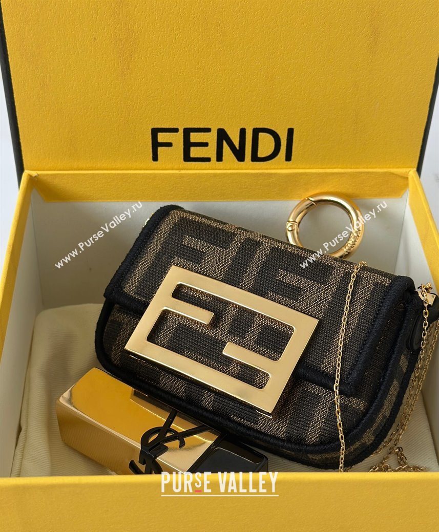 Fendi Nano Baguette Charm in Brown FF jacquard fabric 2025 8567E (CL-250930009)