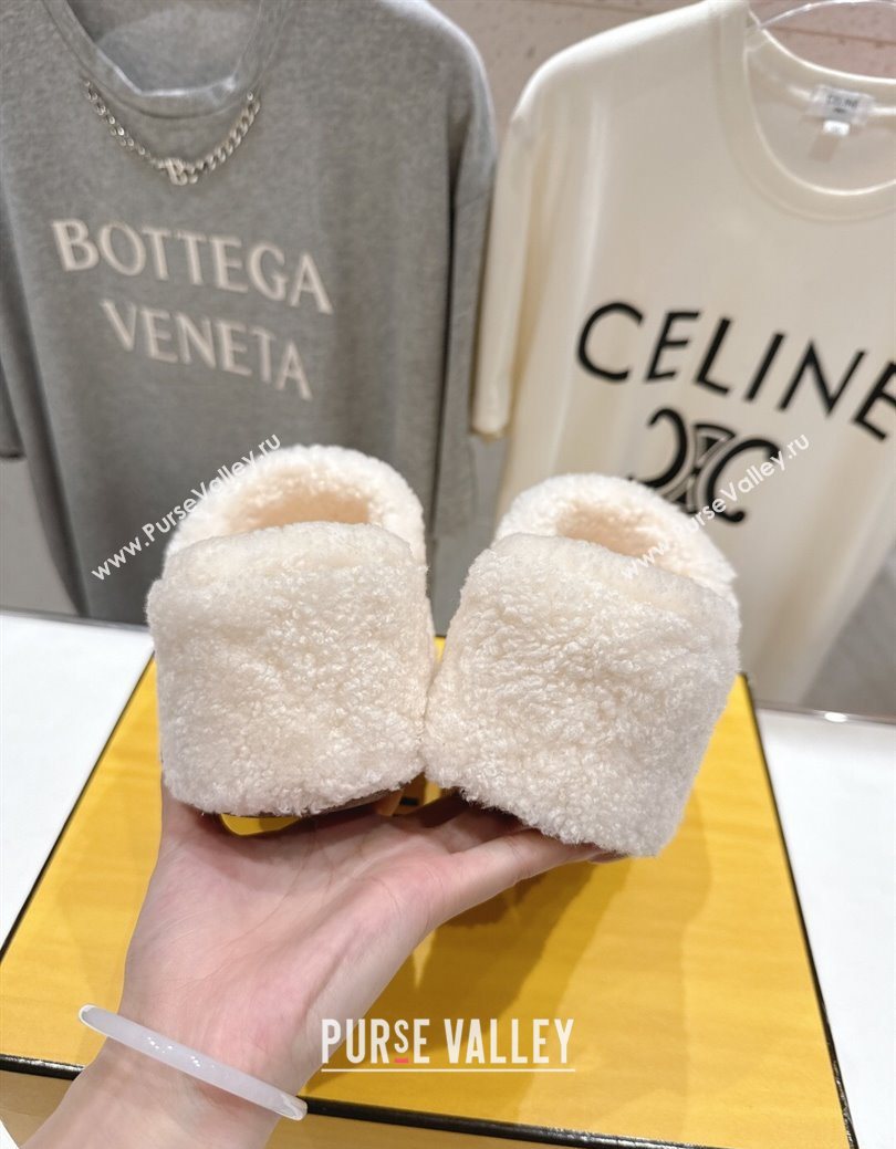 Fendi Sunshine Platform Slides Sandal in Shearling Wool White 2025 FE103001 (MD-251030009)
