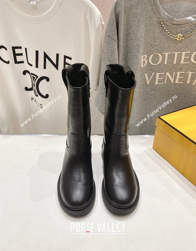 Fendi Filo Flat Ankle Boots in Calf Leather Black 2025 FE103004 (MD-251030027)