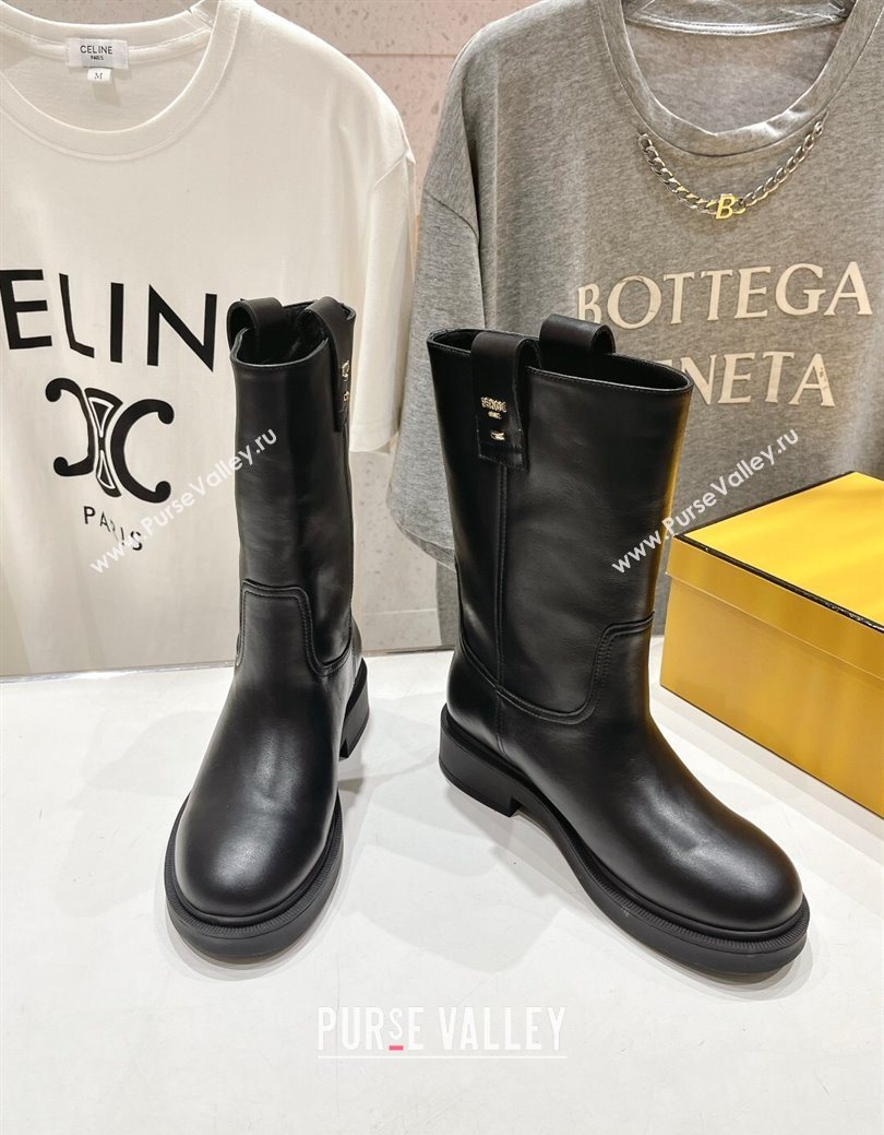 Fendi Filo Flat Ankle Boots in Calf Leather Black 2025 FE103004 (MD-251030027)