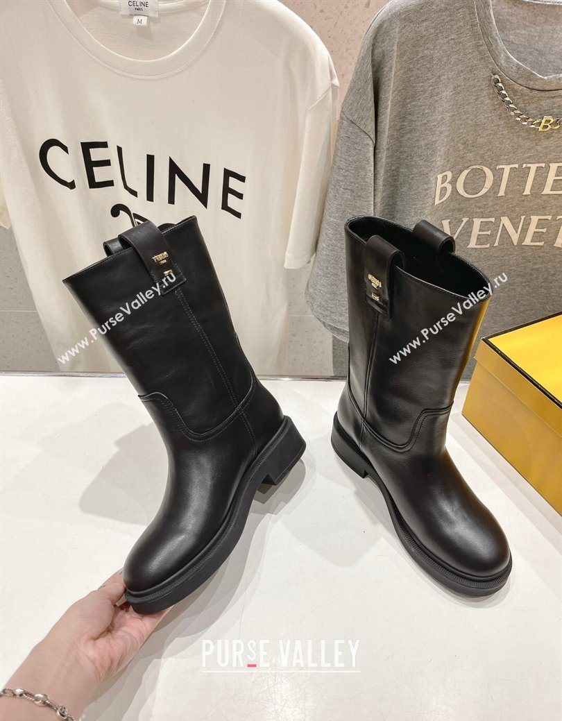 Fendi Filo Flat Ankle Boots in Calf Leather Black 2025 FE103004 (MD-251030027)