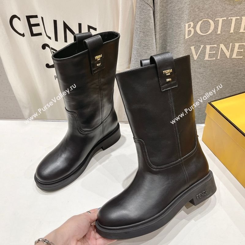 Fendi Filo Flat Ankle Boots in Calf Leather Black 2025 FE103004 (MD-251030027)