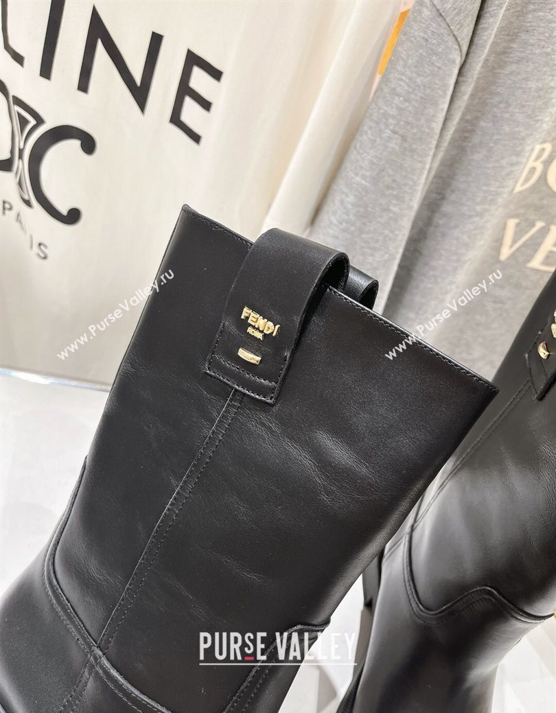 Fendi Filo Flat Ankle Boots in Calf Leather Black 2025 FE103004 (MD-251030027)
