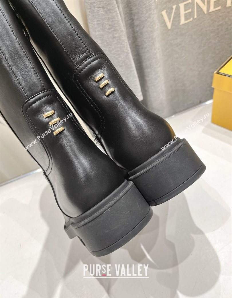 Fendi Filo Flat Ankle Boots in Calf Leather Black 2025 FE103004 (MD-251030027)