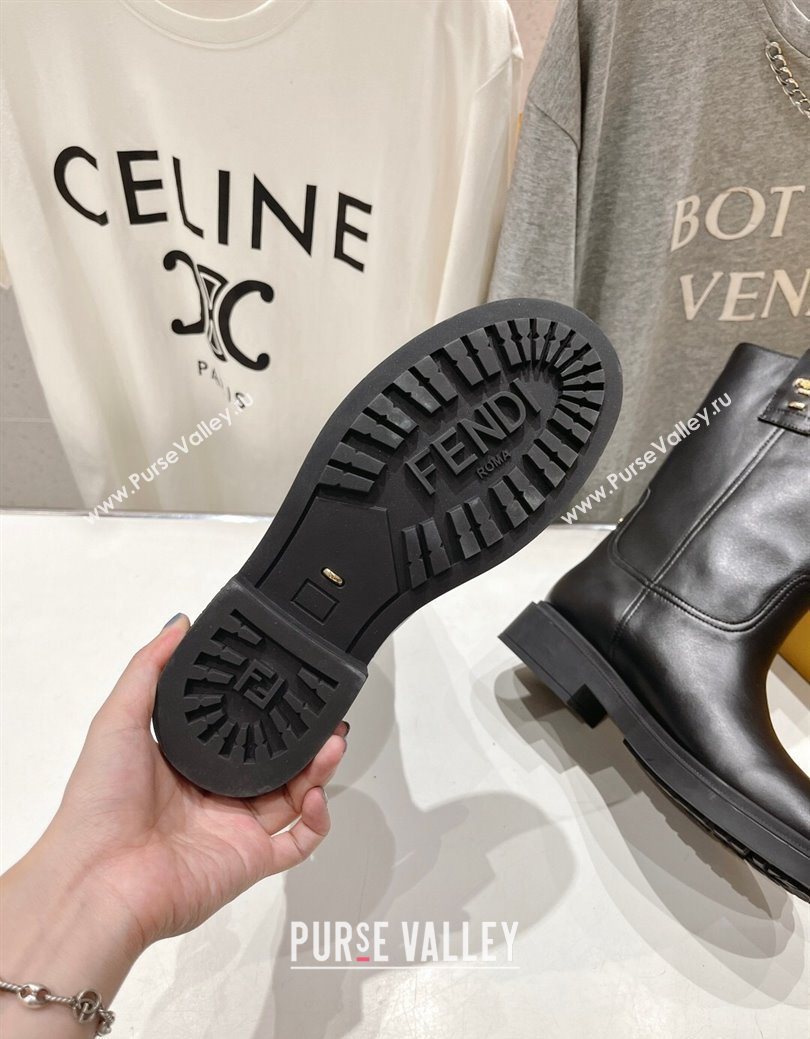 Fendi Filo Flat Ankle Boots in Calf Leather Black 2025 FE103004 (MD-251030027)