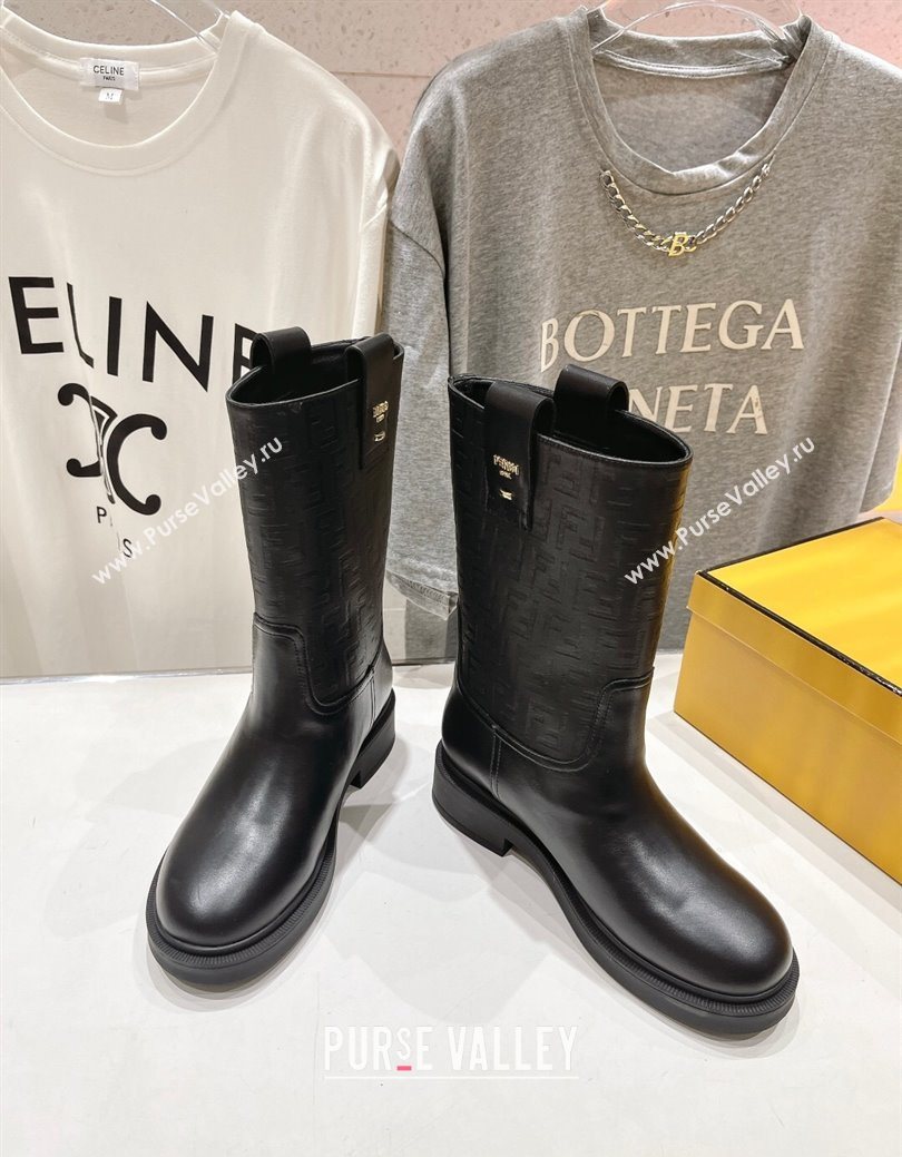 Fendi Filo Flat Ankle Boots in FF Leather 2025 FE103004 (MD-251030029)