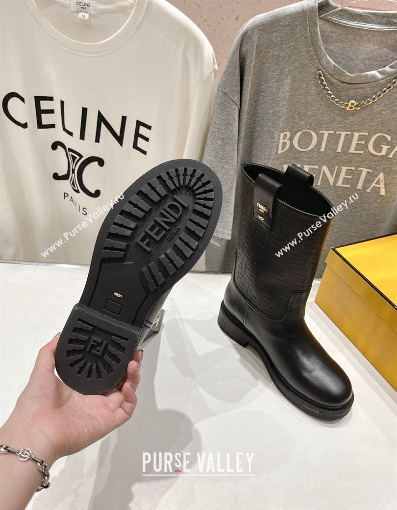 Fendi Filo Flat Ankle Boots in FF Leather 2025 FE103004 (MD-251030029)