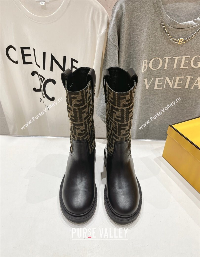 Fendi Filo Flat Ankle Boots in FF Canvas and Leather Beige 2025 FE103004 (MD-251030030)