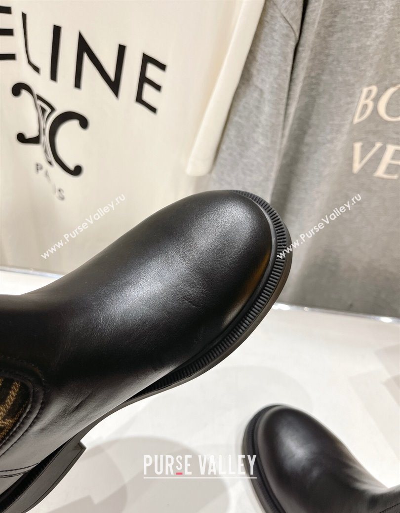 Fendi Filo Flat Ankle Boots in FF Canvas and Leather Beige 2025 FE103004 (MD-251030030)