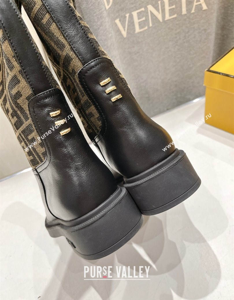 Fendi Filo Flat Ankle Boots in FF Canvas and Leather Beige 2025 FE103004 (MD-251030030)