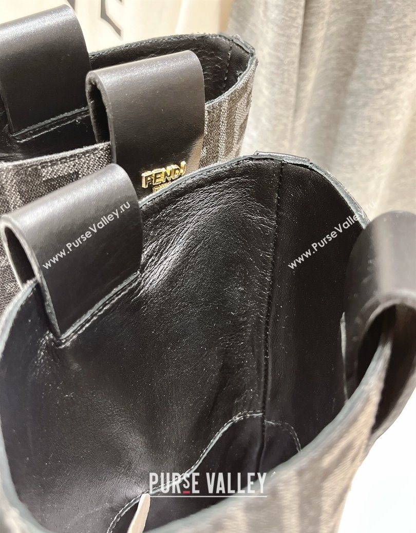 Fendi Filo Flat Ankle Boots in FF Canvas and Leather Grey 2025 FE103004 (MD-251030031)