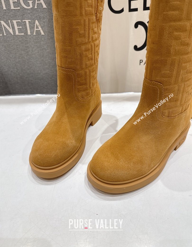 Fendi Filo Flat Ankle Boots in FF Suede Yellow 2025 FE103004 (MD-251030024)