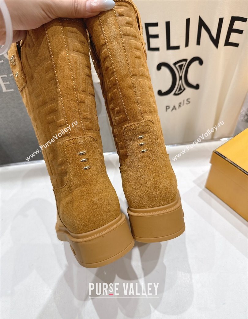 Fendi Filo Flat Ankle Boots in FF Suede Yellow 2025 FE103004 (MD-251030024)