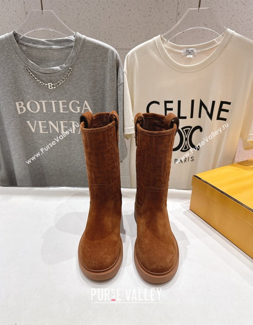 Fendi Filo Flat Ankle Boots in FF Suede Light Brown 2025 FE103004 (MD-251030026)