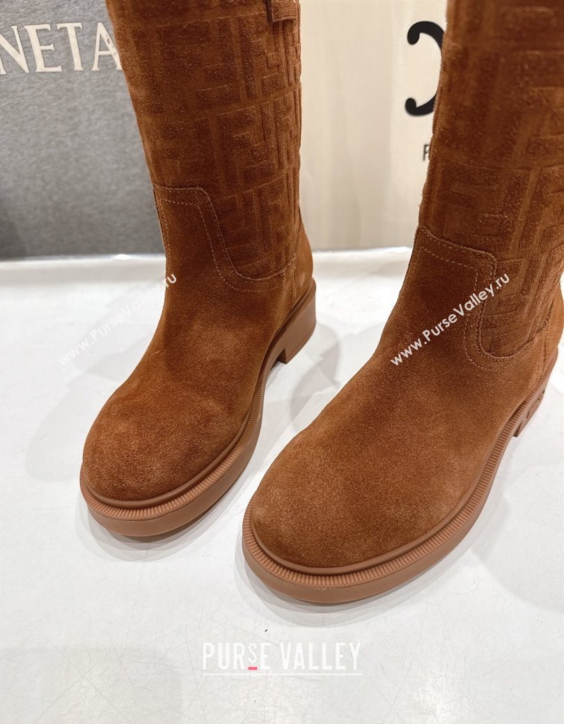 Fendi Filo Flat Ankle Boots in FF Suede Light Brown 2025 FE103004 (MD-251030026)