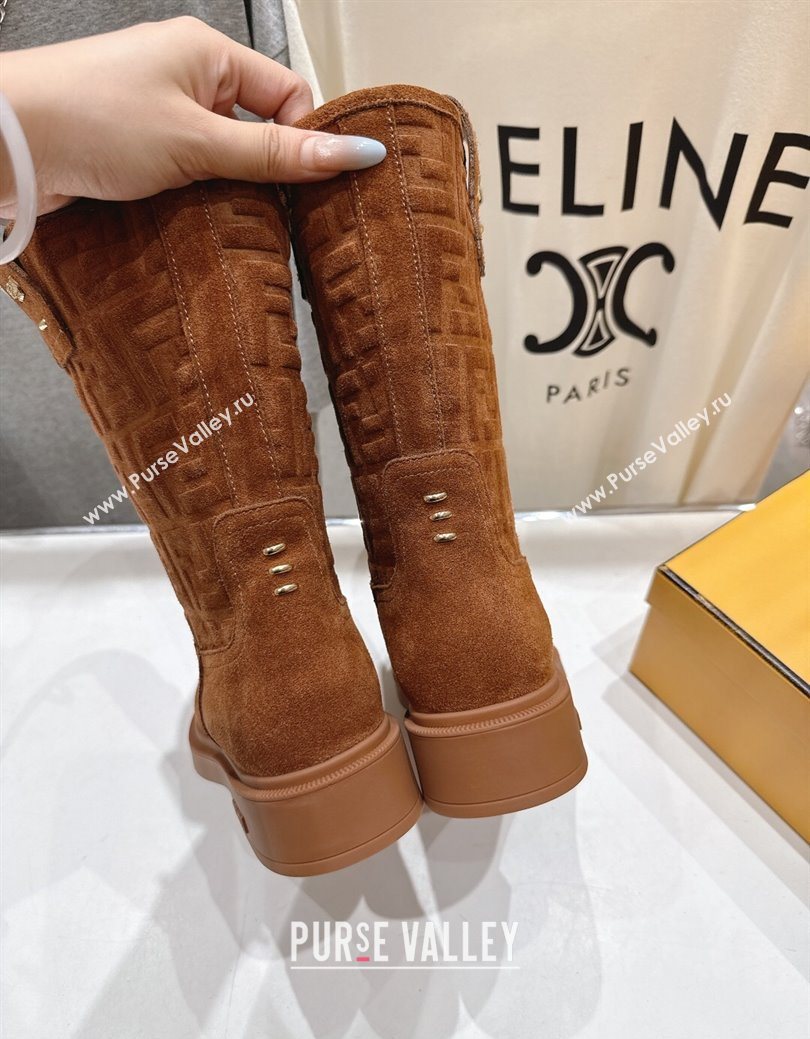 Fendi Filo Flat Ankle Boots in FF Suede Light Brown 2025 FE103004 (MD-251030026)