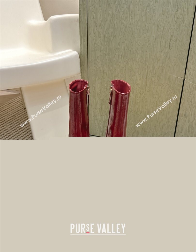 Fendi Arco Heel Ankle Boots 9.5cm in Hagfish Embossed Leather Red 2025 (MD-251030035)